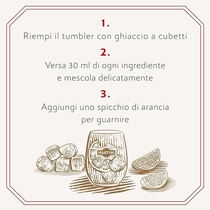 Negroni Cocktail In scatola Regalo Con Bicchiere Omaggio - Martini