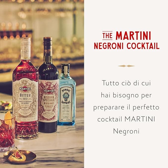Negroni Cocktail In scatola Regalo Con Bicchiere Omaggio - Martini