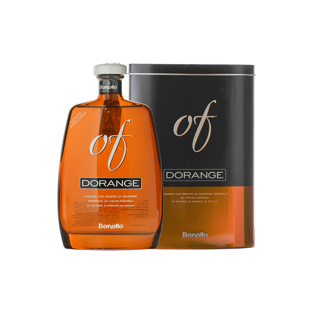 Liquore 'Of Dorange' a base di Grappa 'Of' di Amarone e scorze di arance siciliane (Astucciato) - Bonollo (700 ml)
