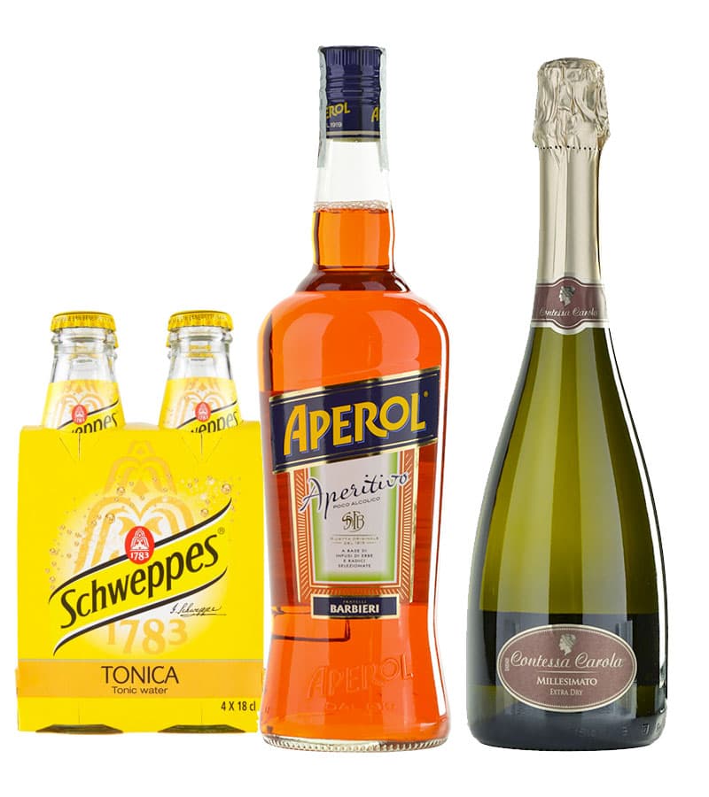 Spritz Cocktail Aperitivo con Aperol (700 ml) + Spumante + 4 Tonica
