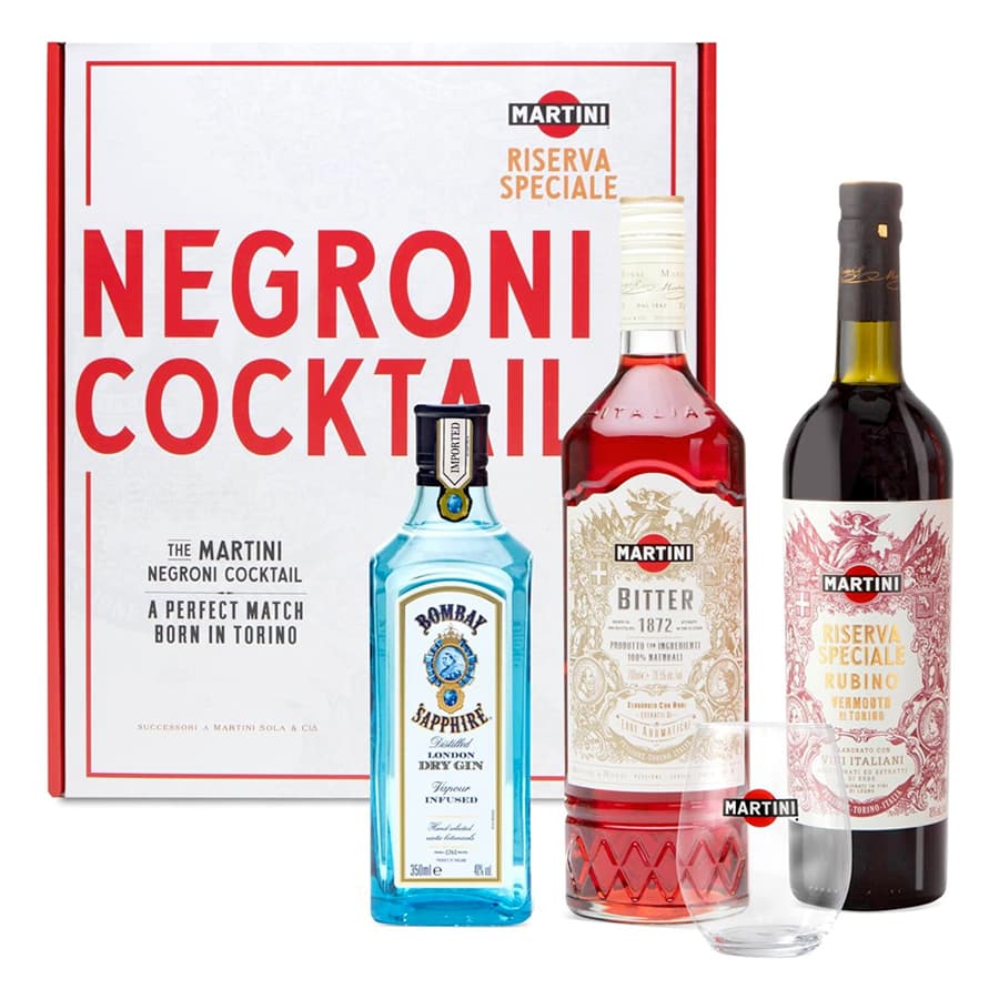 Negroni Cocktail In scatola Regalo Con Bicchiere Omaggio - Martini