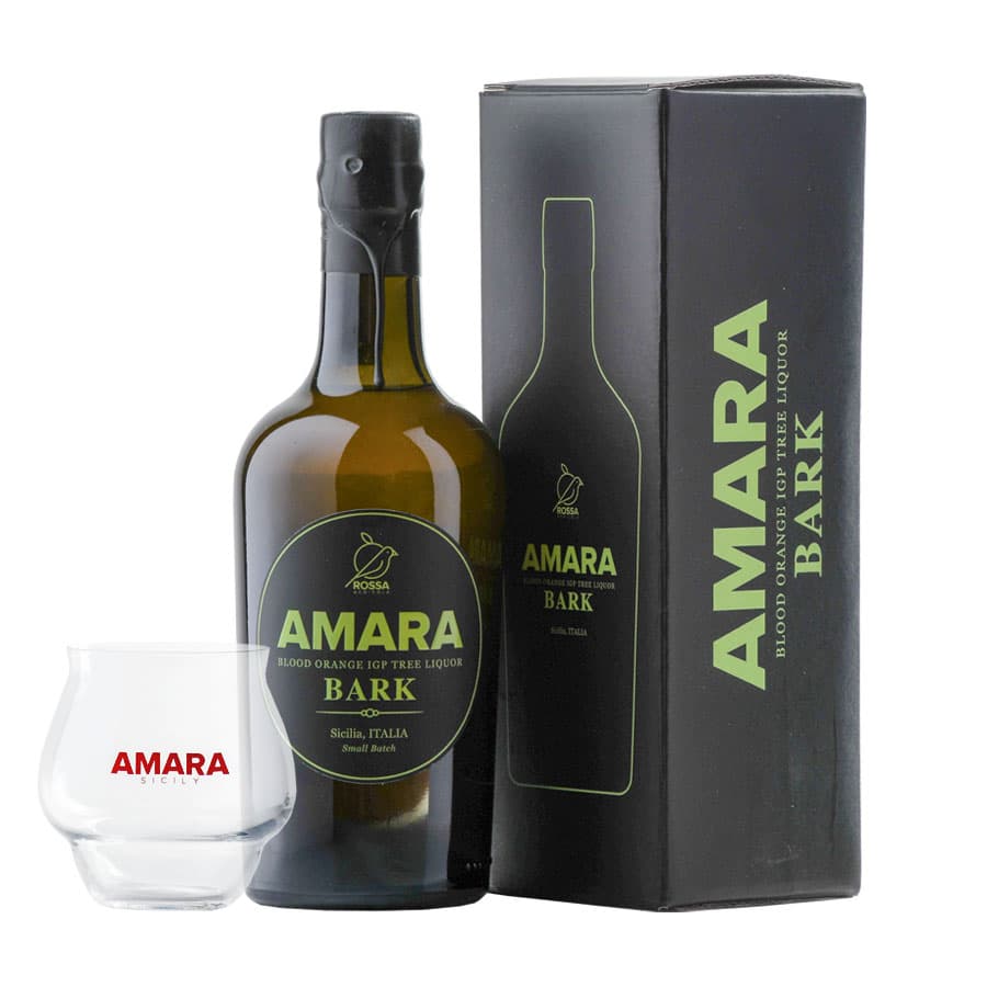 Amaro 'Amara Bark' Blood Orange IGP Tree Liquor (Astucciato) + Bicchiere Omaggio - Rossa (500 ml)