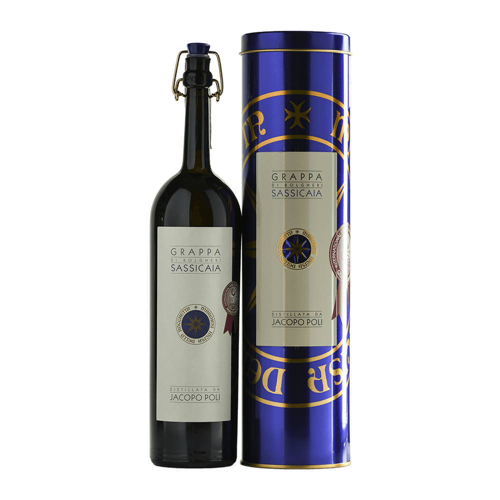 Grappa barrique in botti di Sassicaia 40° (scatola in metallo) - Distillerie Jacopo Poli (500 ml)